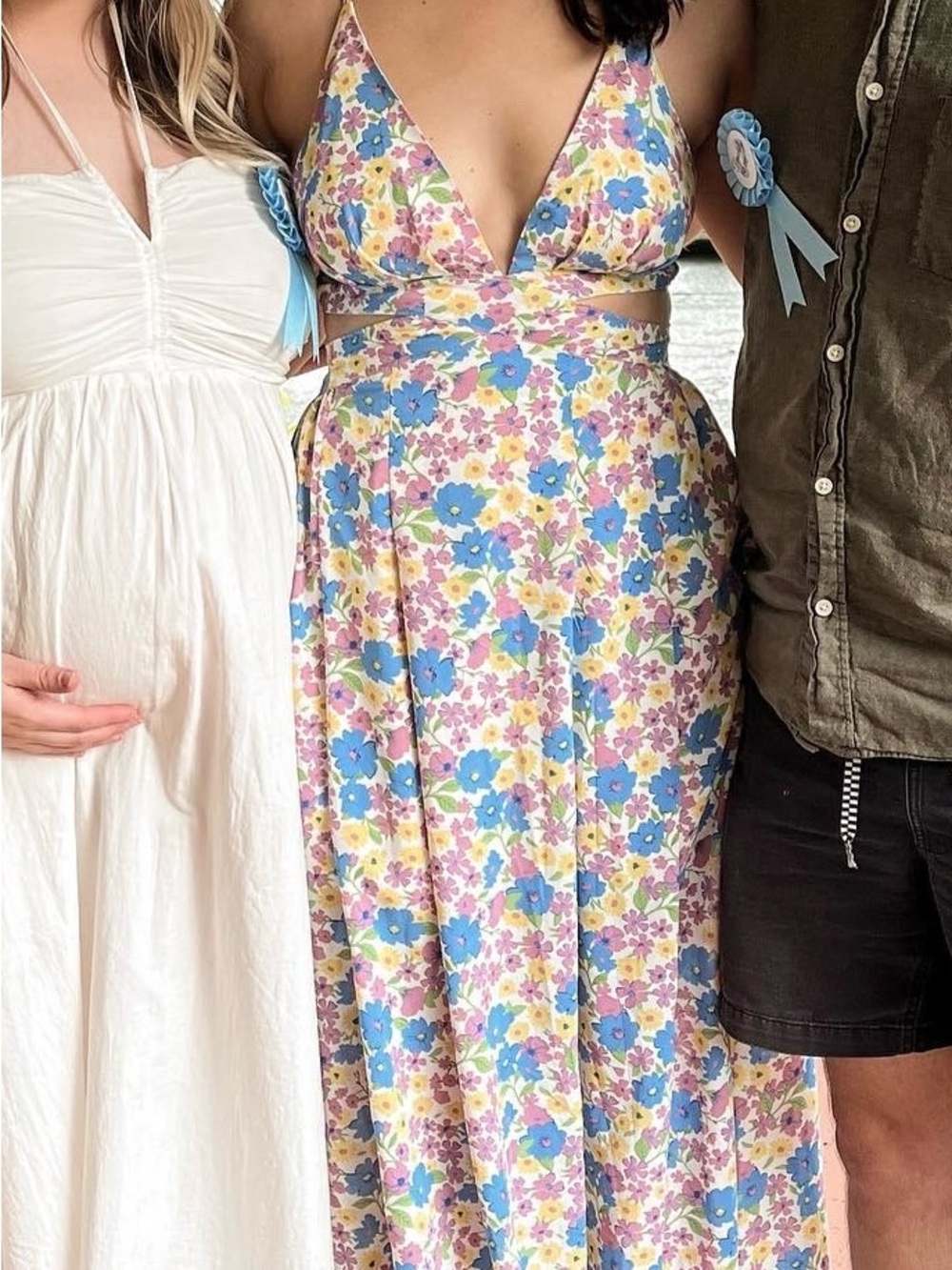 Floral Cutout Maxi Dress in Pastel Multi